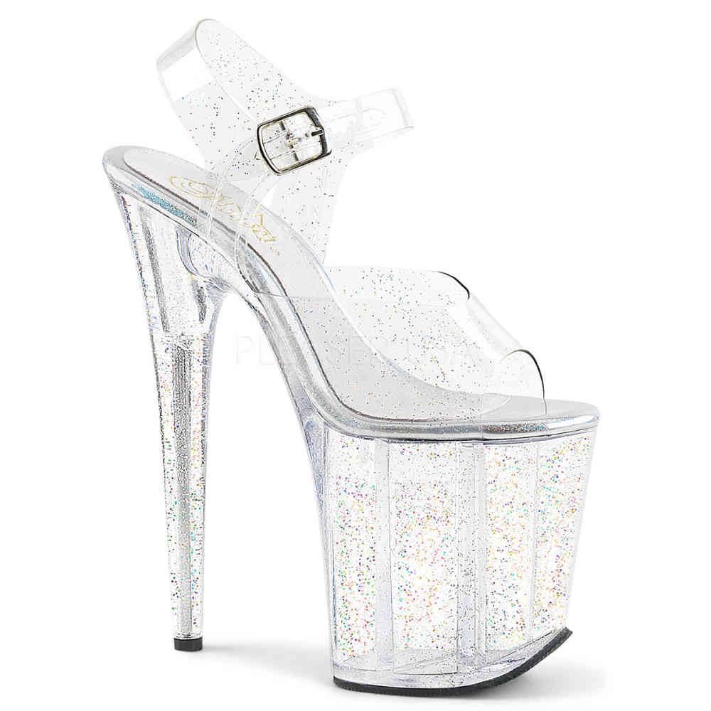 Pleaser - FLAMINGO808MMG Sandale à bride à la cheville, Pole dance chaussures - Chaussures de pole dance - Blanc Product image